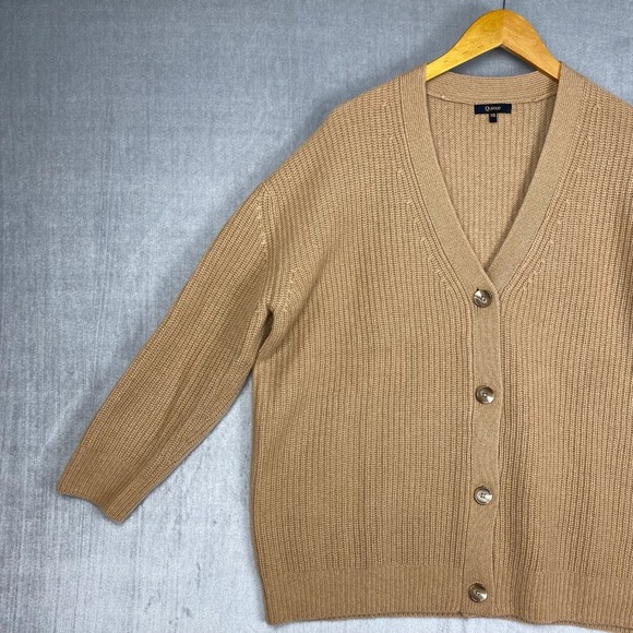 Quince Cardigan Womens XS Boyfriend Oversized Mongolian Cashmere Quiet Luxury - Picture 4 of 12